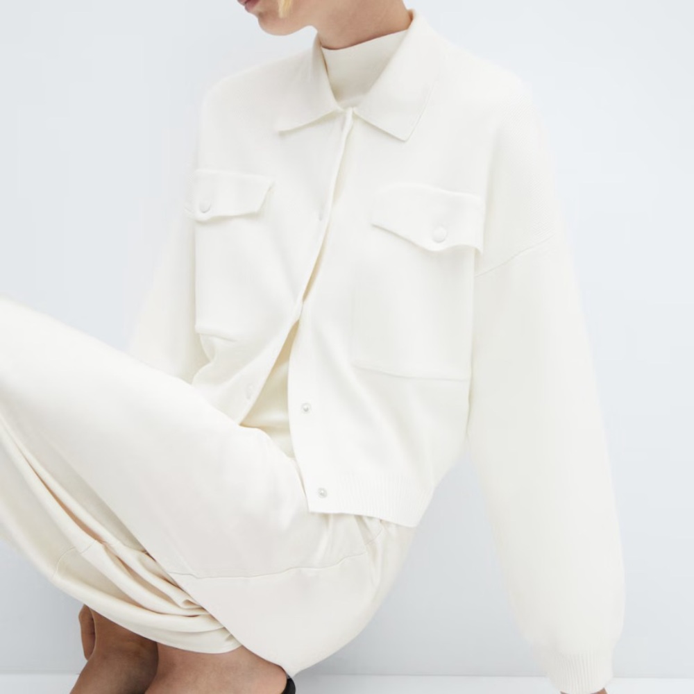 Mango white cardigan with snaps